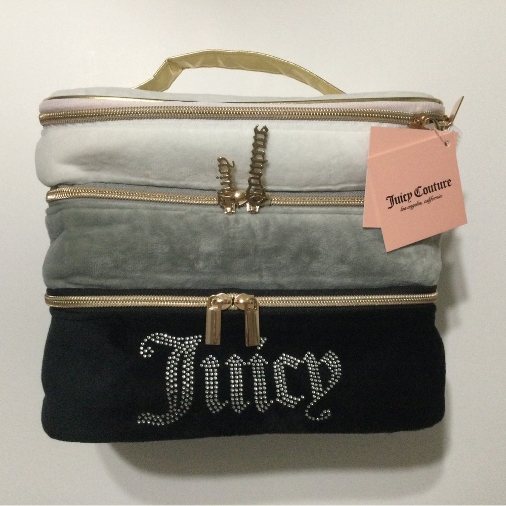 Juicy Couture Tricolor Cosmetic Case - Black, Gray, White